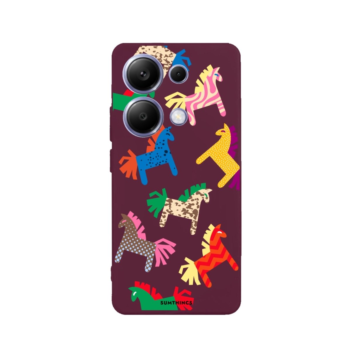 Xiaomi Redmi Note 14 Ponies Premium Telefon Kılıfı Bordo - SUMTHINCS