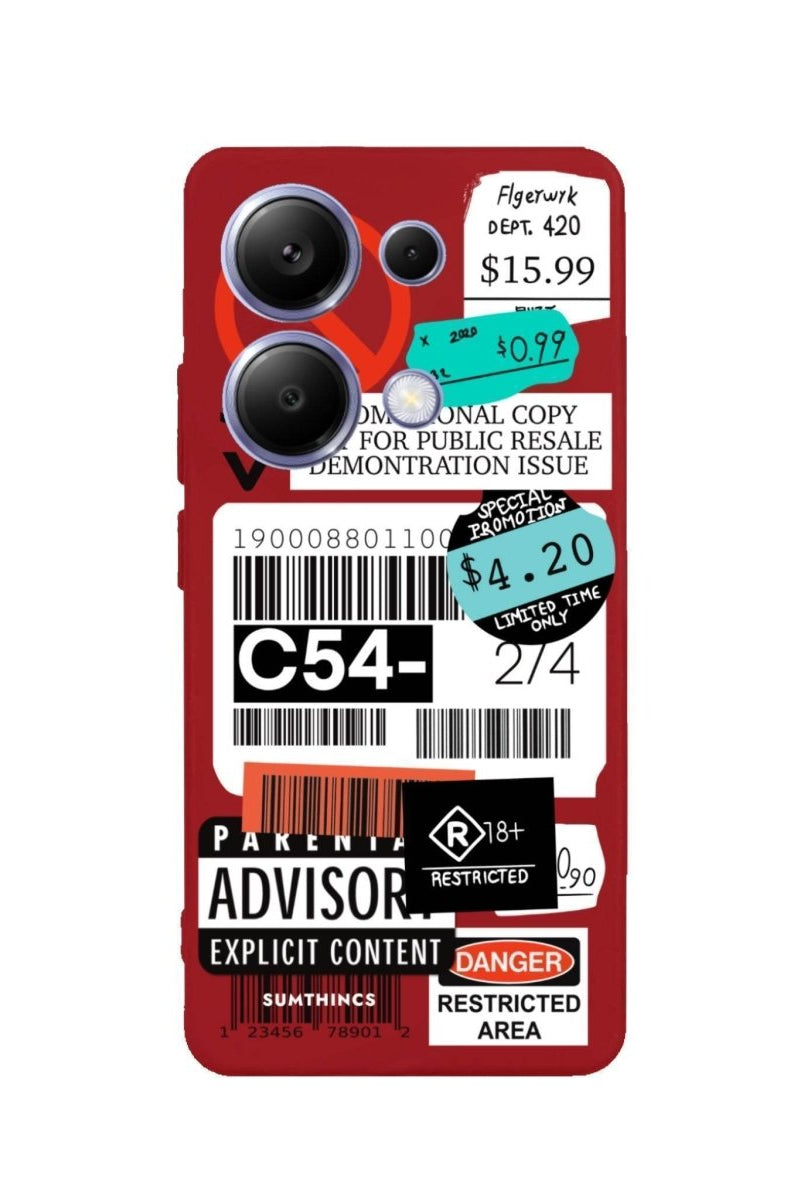 Xiaomi Redmi Note 14 Pro Plus 5G Barcode C54 Premium Telefon Kılıfı Kırmızı - SUMTHINCS