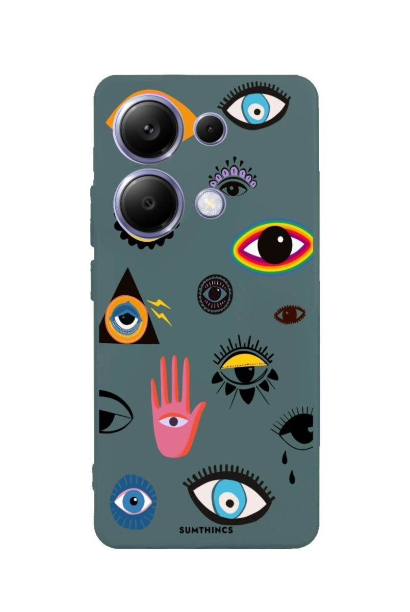 Xiaomi Redmi Note 14 Pro Plus 5G Eye Stickers Premium Telefon Kılıfı Kaktüs Yeşili - SUMTHINCS