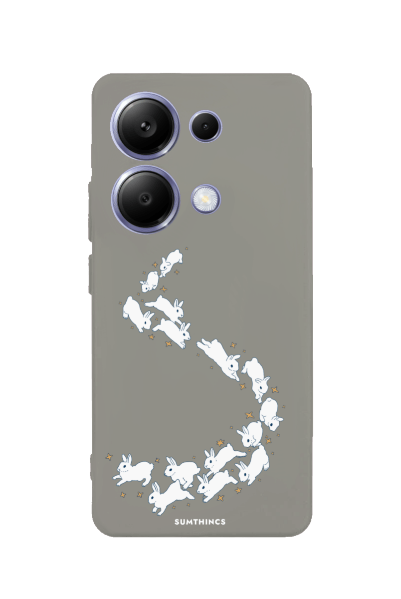 Xiaomi Redmi Note 14 Starry Bunnies Premium Telefon Kılıfı Gri - SUMTHINCS