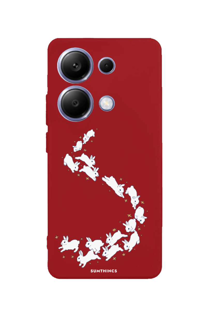 Xiaomi Redmi Note 14 Starry Bunnies Premium Telefon Kılıfı Kırmızı - SUMTHINCS
