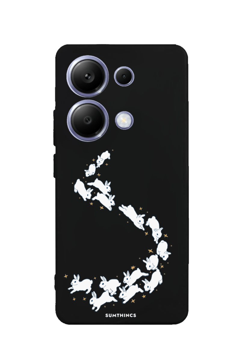 Xiaomi Redmi Note 14 Starry Bunnies Premium Telefon Kılıfı Siyah - SUMTHINCS
