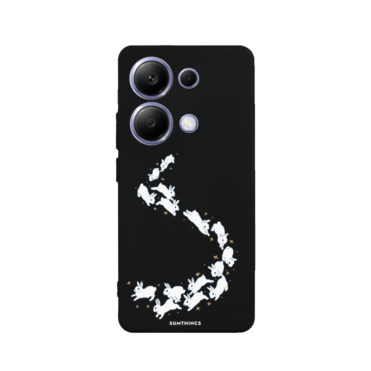 Xiaomi Redmi Note 14 Starry Bunnies Premium Telefon Kılıfı Siyah - SUMTHINCS