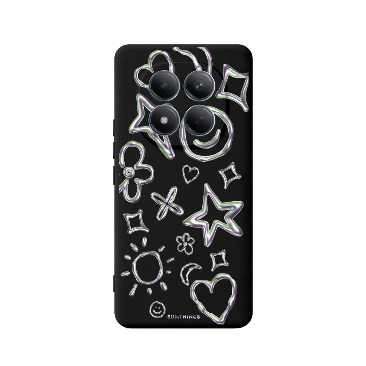 Xiaomi Silver Doodles Premium Telefon Kılıfı Siyah - Sumthincs