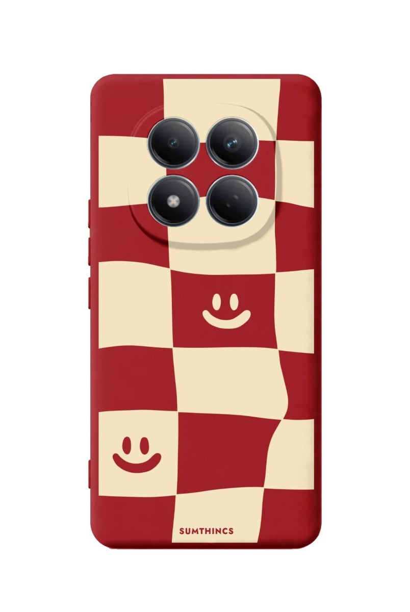 Xiaomi Smiling Check Premium Telefon Kılıfı Kırmızı - Sumthincs