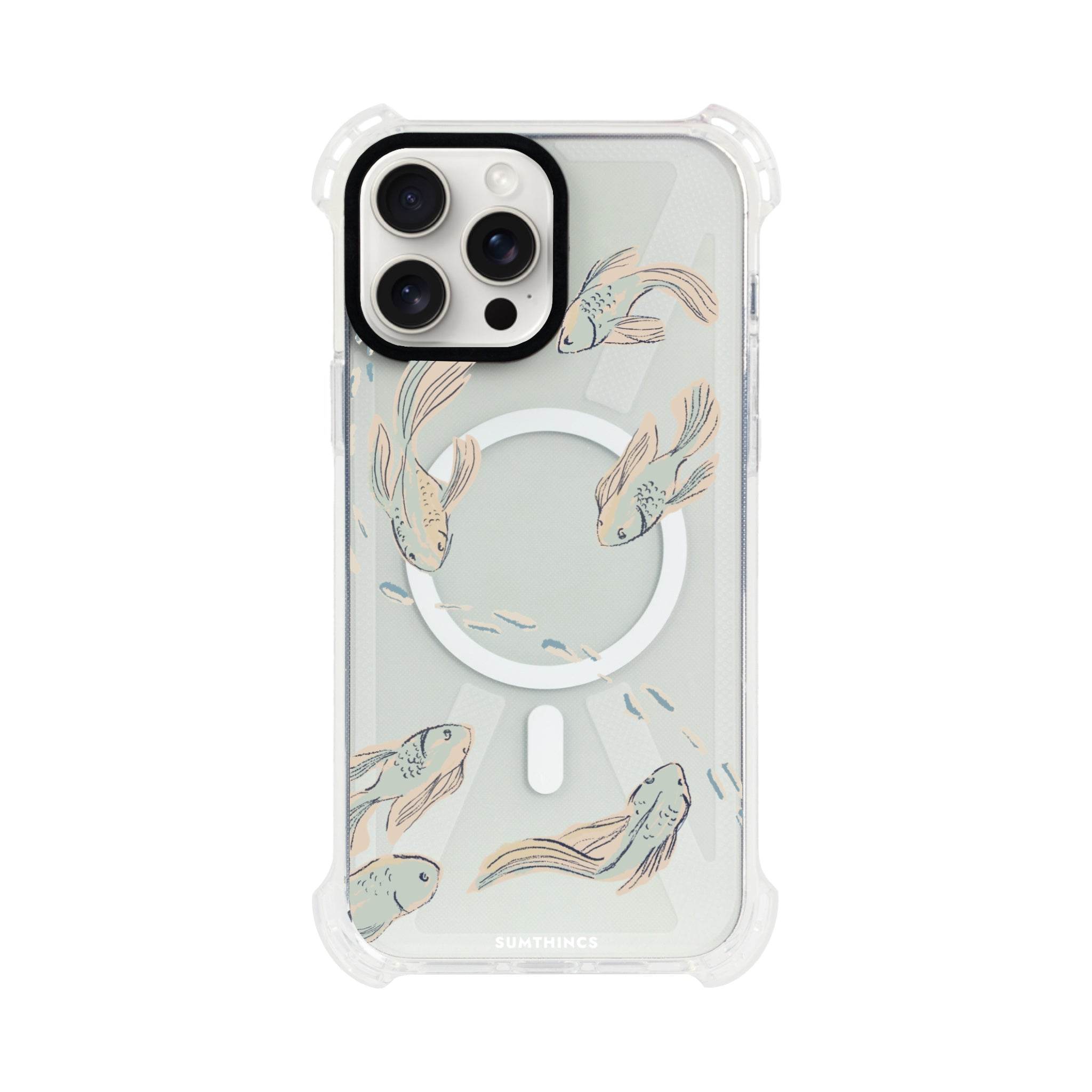 iPhone 15 Pro Max Koi Fish Bumper Magsafe Şeffaf Telefon Kılıfı - SUMTHINCS