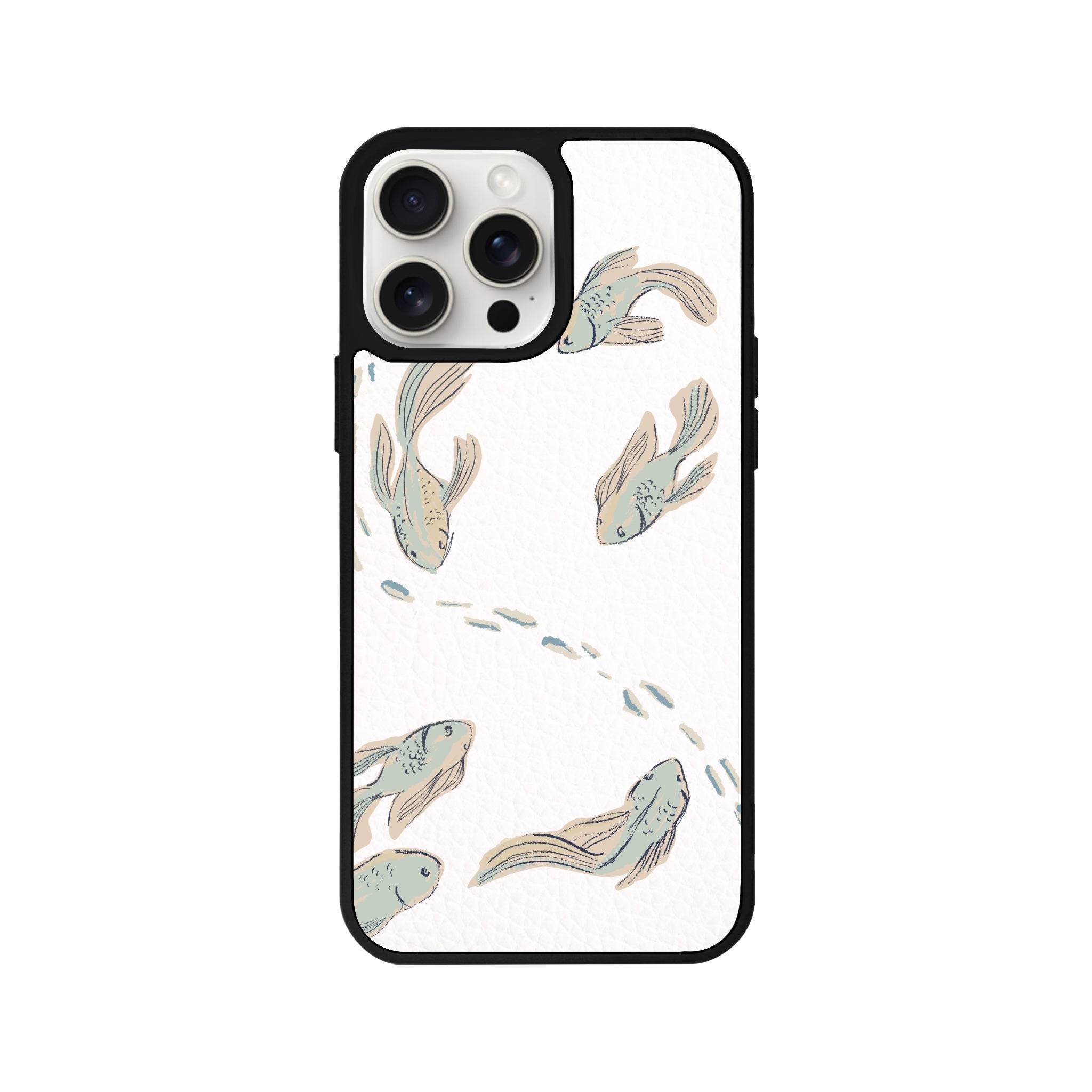 iPhone 14 Plus Koi Fish Leather Vegan Deri Telefon Kılıfı - SUMTHINCS
