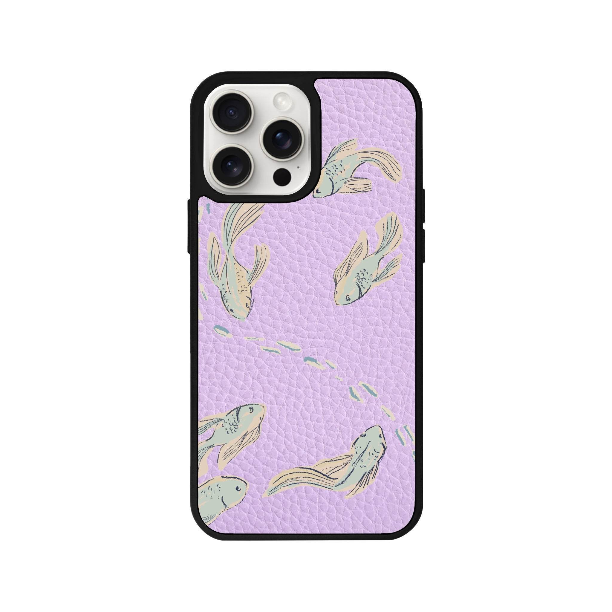 iPhone 14 Plus Koi Fish Leather Vegan Deri Telefon Kılıfı - SUMTHINCS