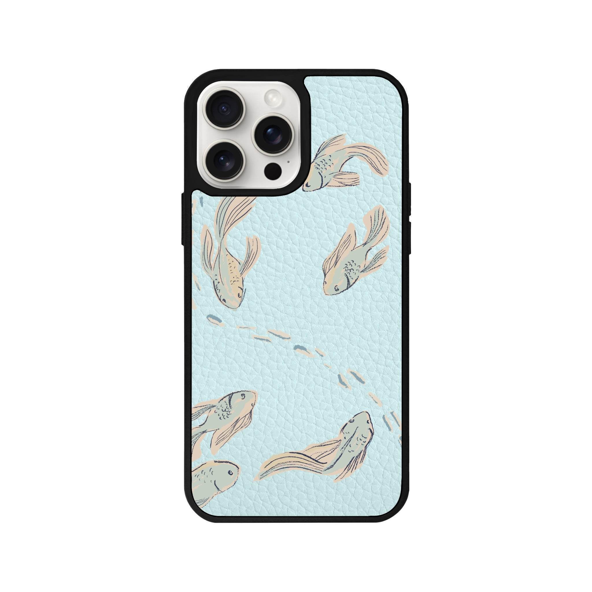 iPhone 14 Plus Koi Fish Leather Vegan Deri Telefon Kılıfı - SUMTHINCS