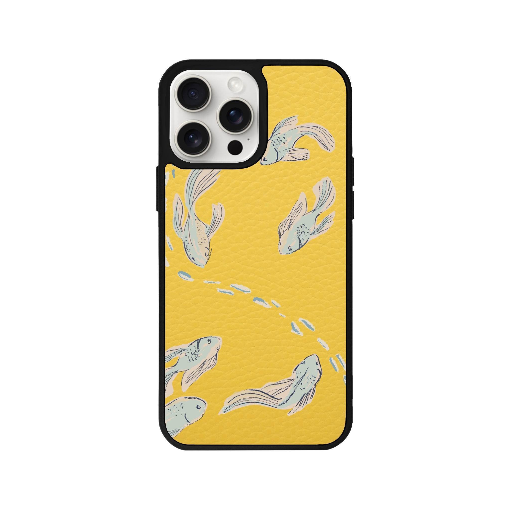 iPhone 14 Plus Koi Fish Leather Vegan Deri Telefon Kılıfı - SUMTHINCS
