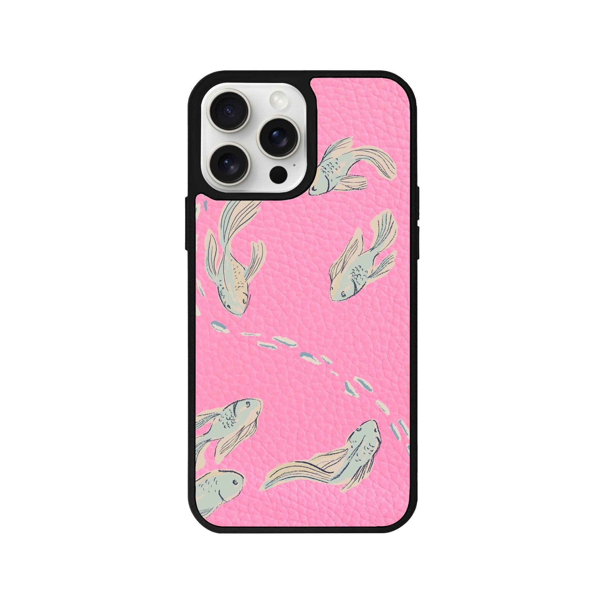 iPhone 14 Plus Koi Fish Leather Vegan Deri Telefon Kılıfı - SUMTHINCS