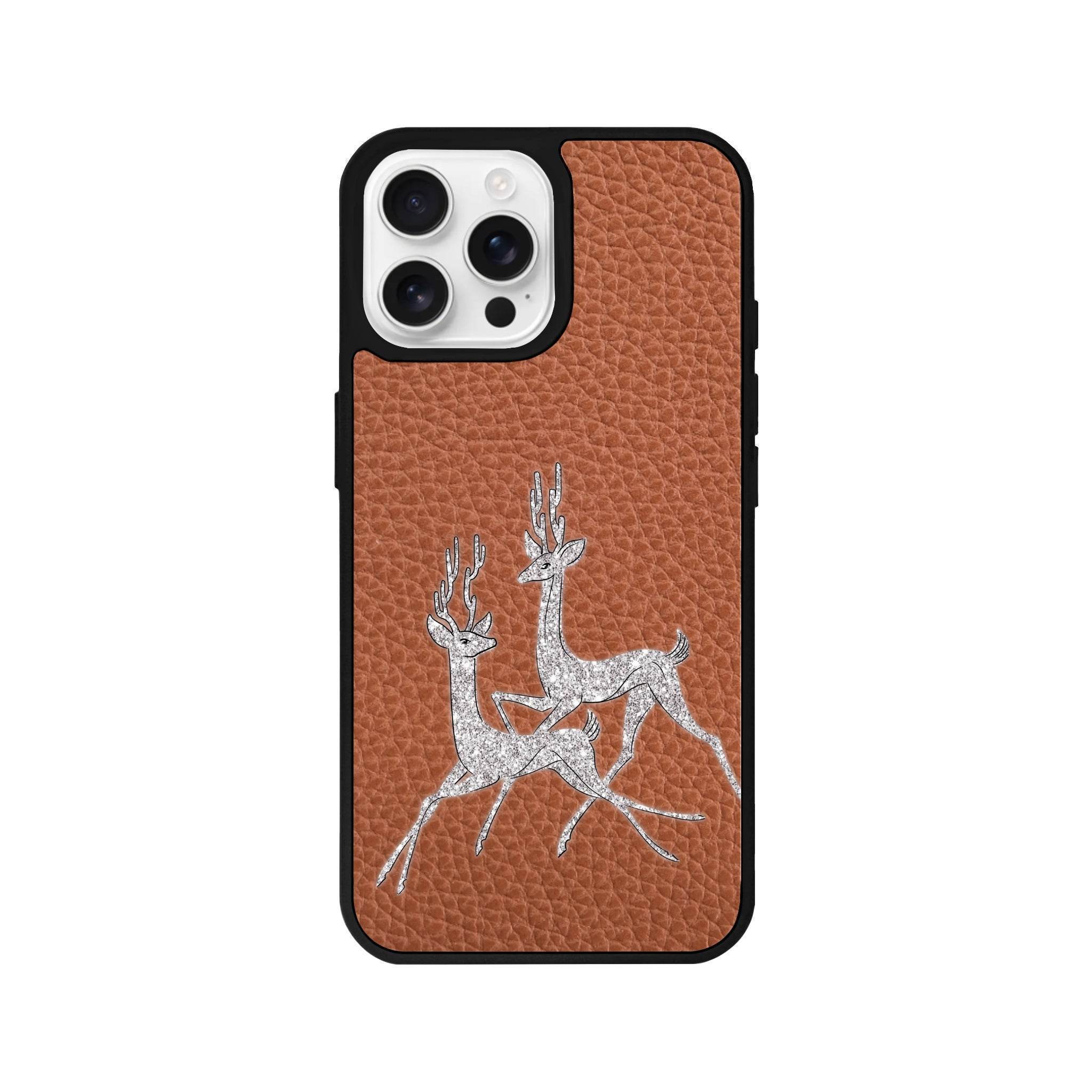iPhone 16 Pro Disco Deers Leather Vegan Deri Telefon Kılıfı - SUMTHINCS