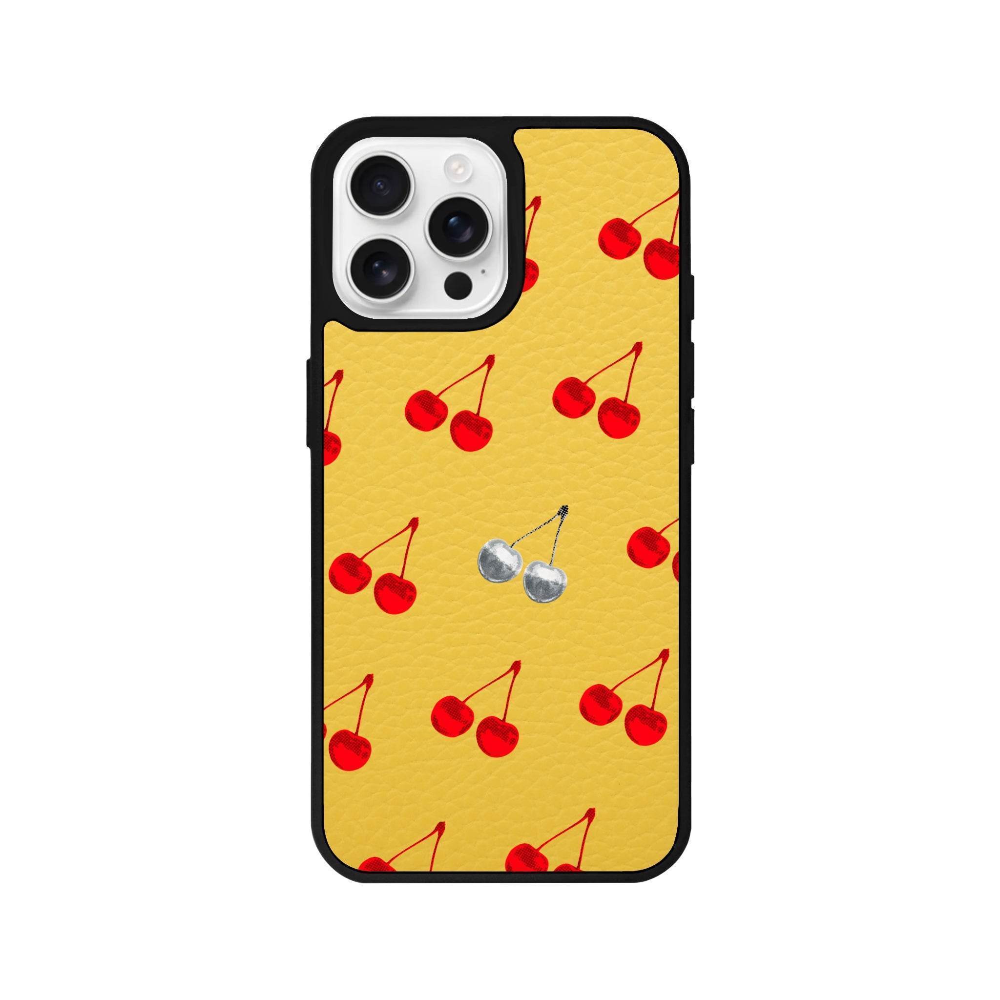 iPhone 16 Pro Disco Cherry Leather Vegan Deri Telefon Kılıfı - SUMTHINCS