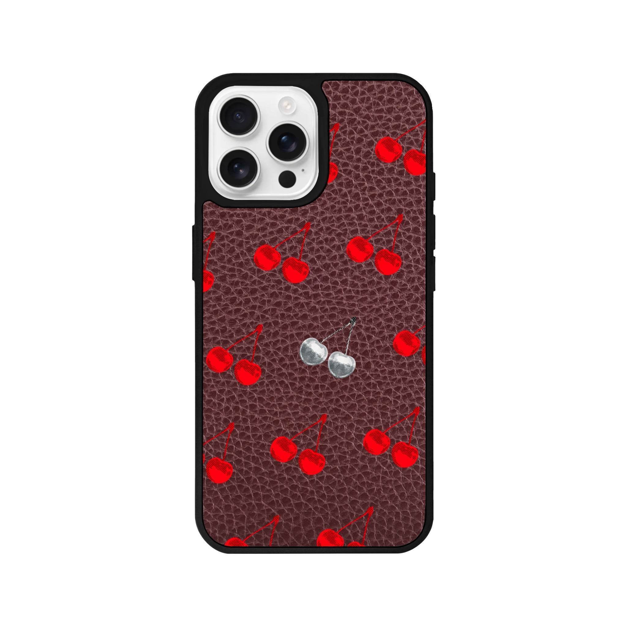 iPhone 16 Pro Disco Cherry Leather Vegan Deri Telefon Kılıfı - SUMTHINCS
