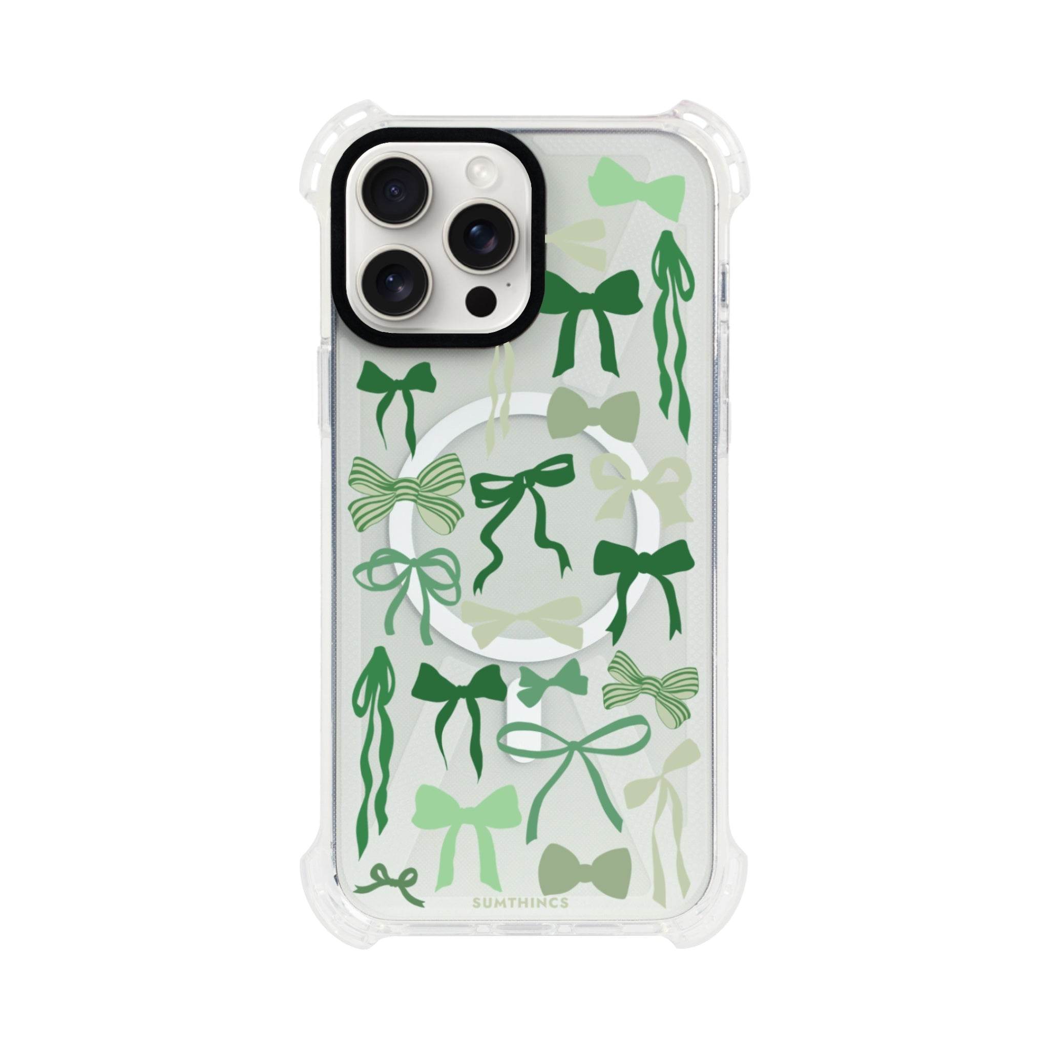 iPhone 15 Plus Green Garland Bumper Magsafe Şeffaf Telefon Kılıfı - SUMTHINCS