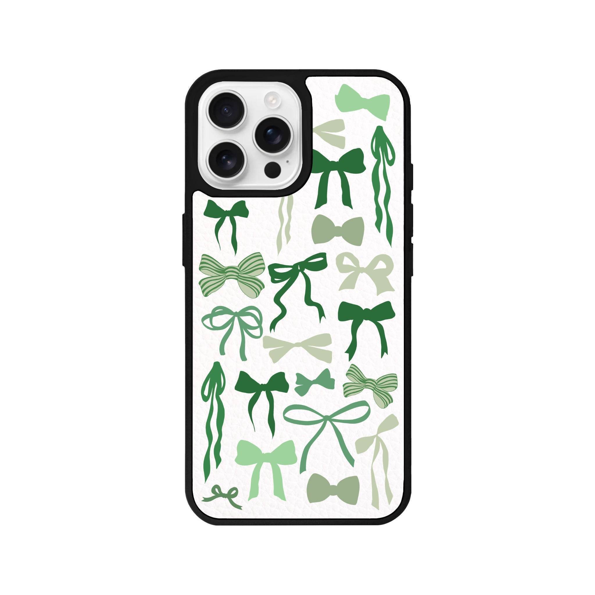 iPhone 16 Pro Green Garland Leather Vegan Deri Telefon Kılıfı - SUMTHINCS