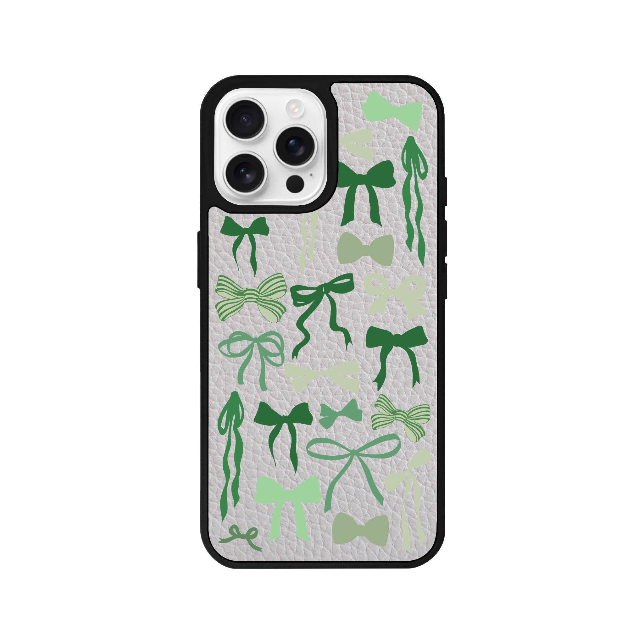 iPhone 16 Pro Green Garland Leather Vegan Deri Telefon Kılıfı - SUMTHINCS