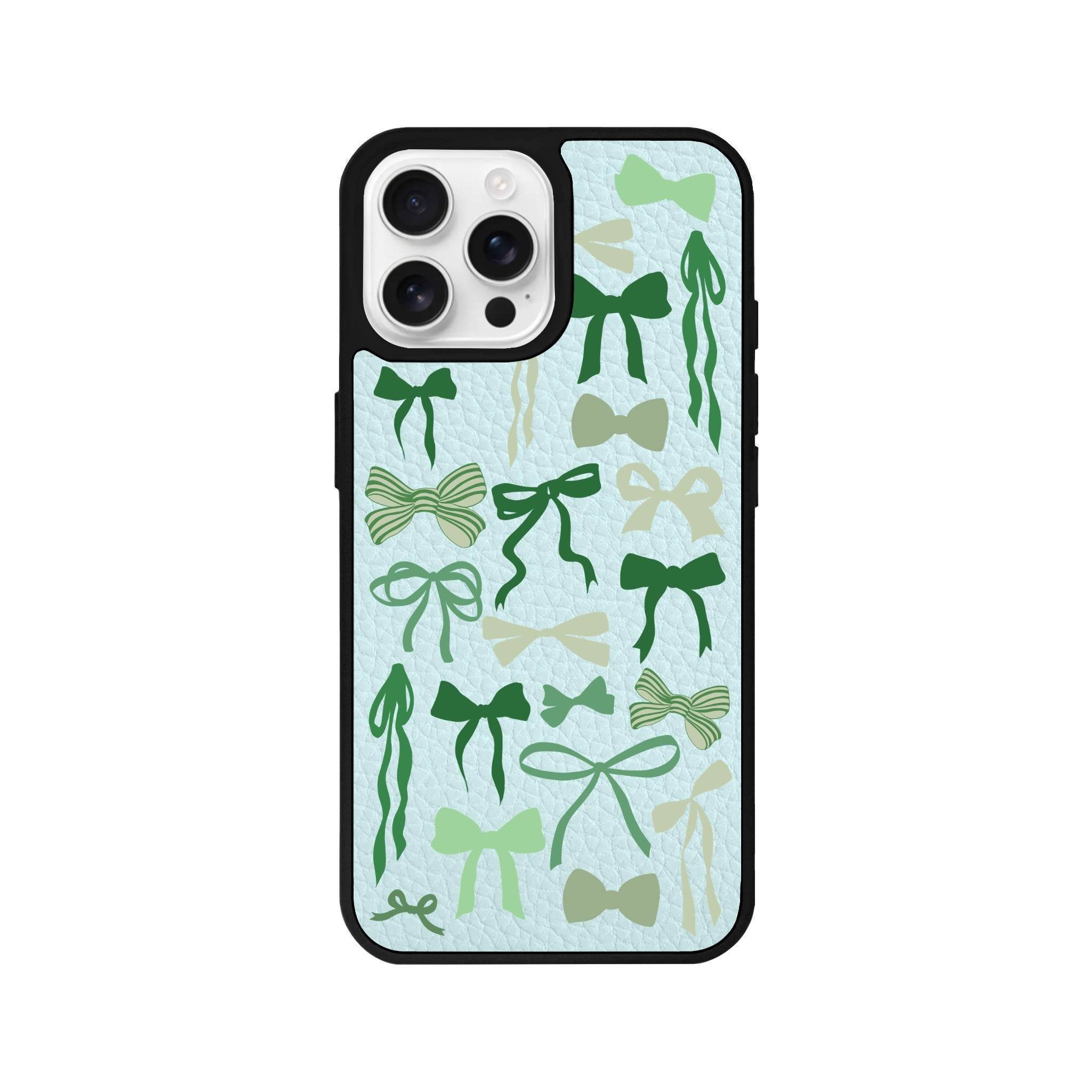 iPhone 16 Pro Green Garland Leather Vegan Deri Telefon Kılıfı - SUMTHINCS