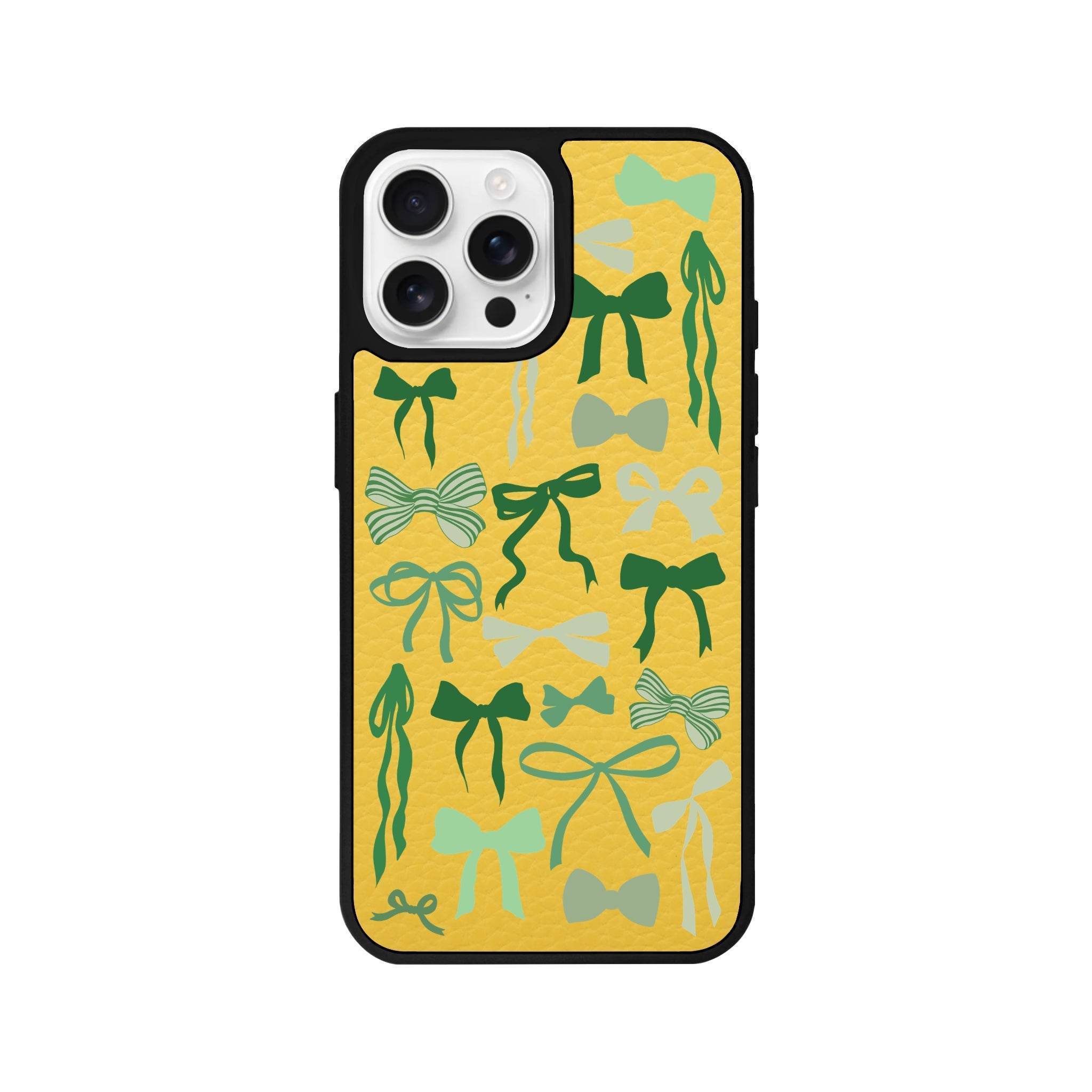 iPhone 16 Pro Green Garland Leather Vegan Deri Telefon Kılıfı - SUMTHINCS