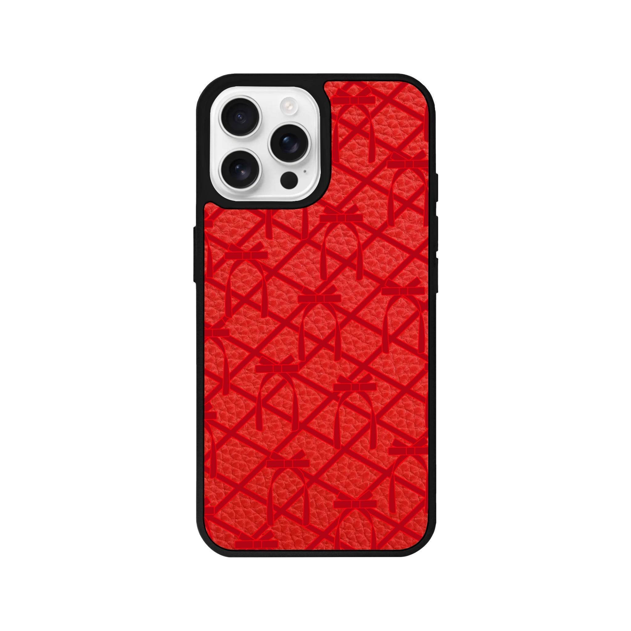 iPhone 16 Pro Ribbon Grid Leather Vegan Deri Telefon Kılıfı - SUMTHINCS