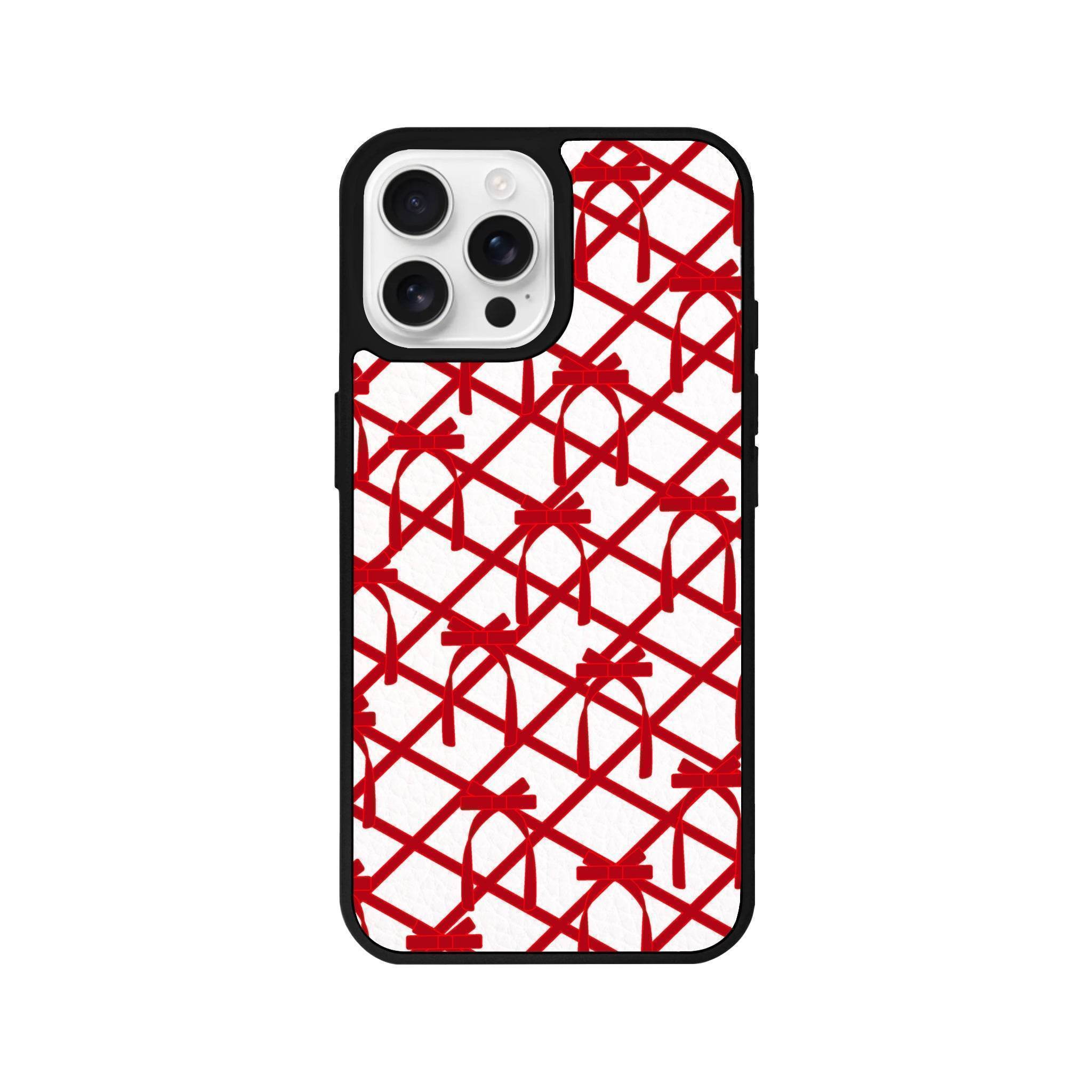 iPhone 16 Pro Ribbon Grid Leather Vegan Deri Telefon Kılıfı - SUMTHINCS