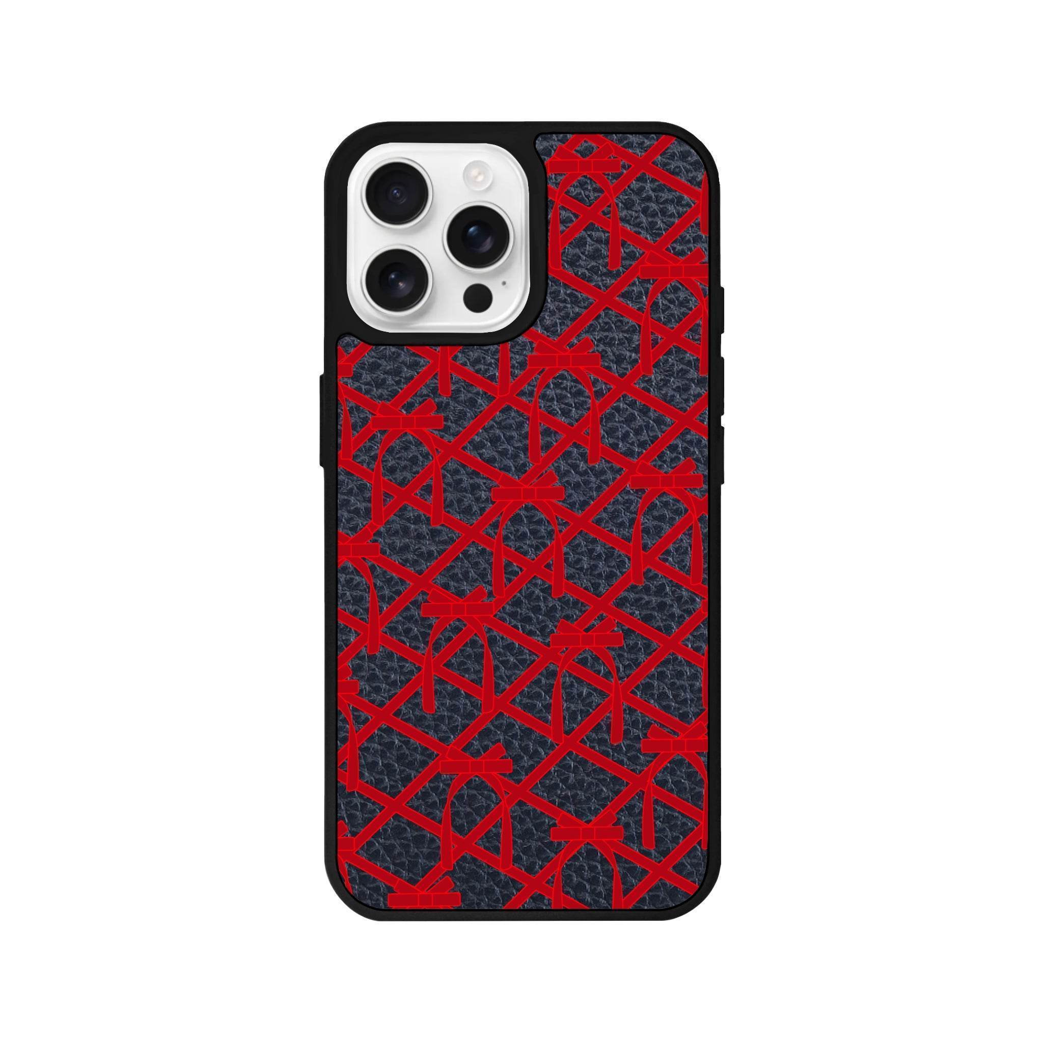 iPhone 16 Pro Ribbon Grid Leather Vegan Deri Telefon Kılıfı - SUMTHINCS