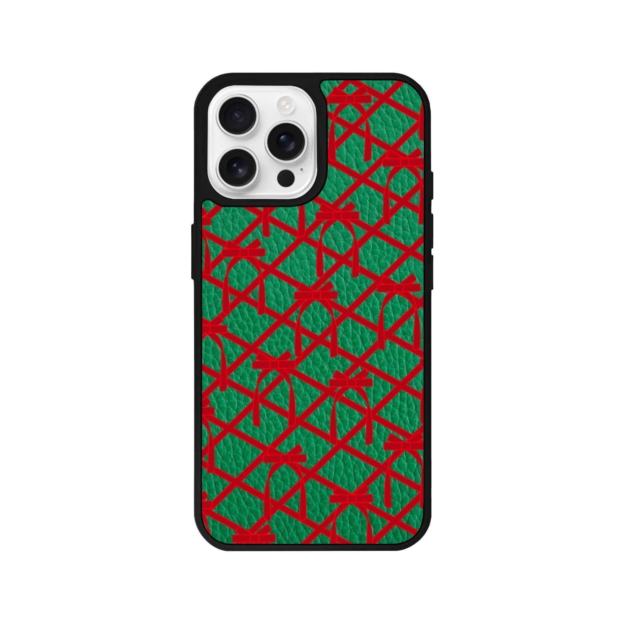iPhone 16 Pro Ribbon Grid Leather Vegan Deri Telefon Kılıfı - SUMTHINCS