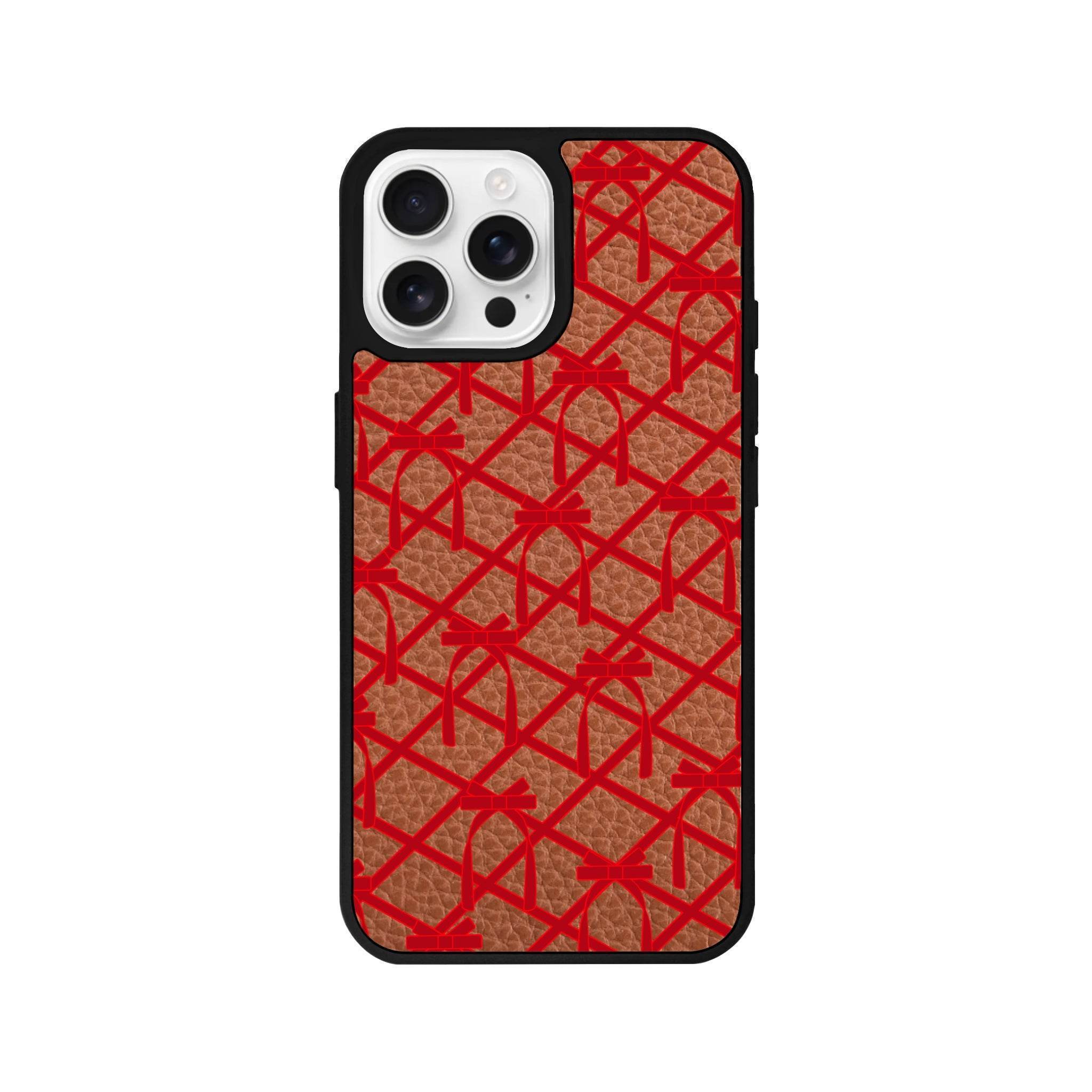 iPhone 16 Pro Ribbon Grid Leather Vegan Deri Telefon Kılıfı - SUMTHINCS