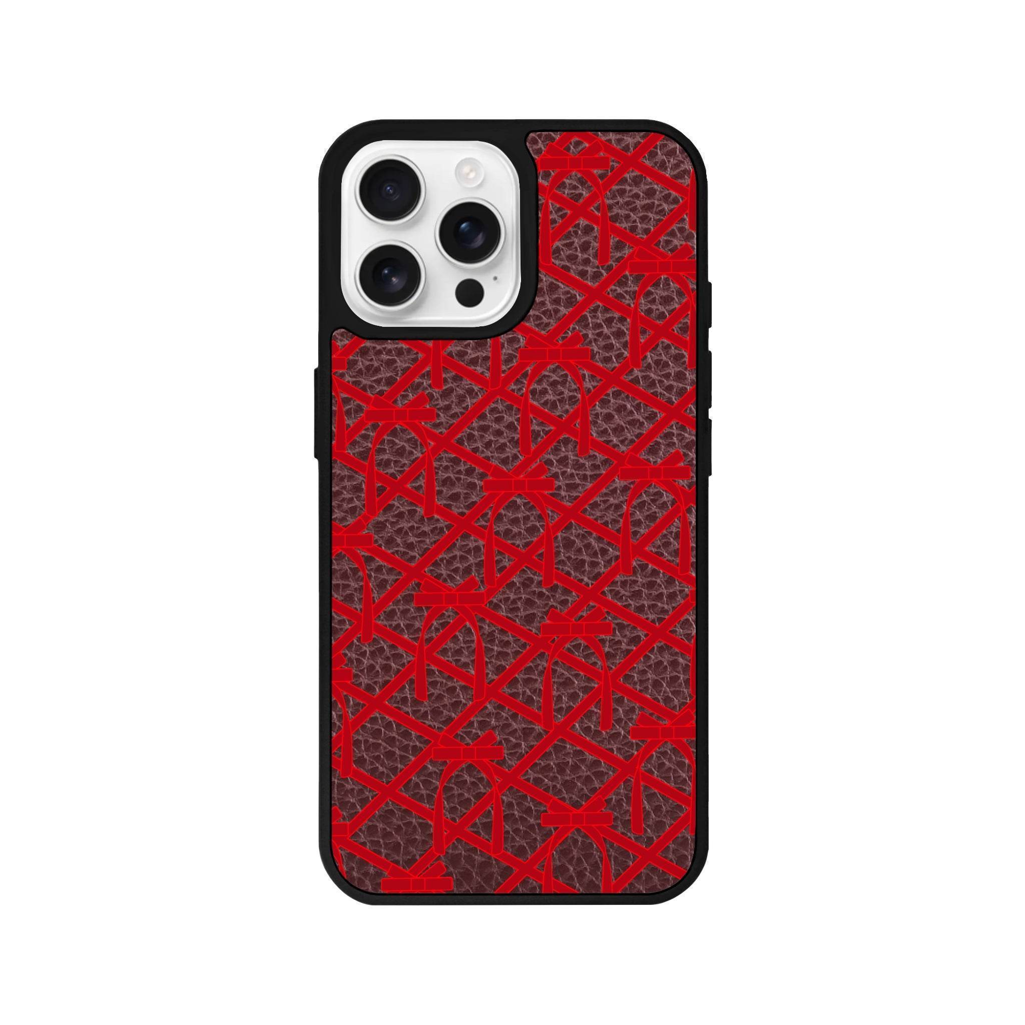 iPhone 16 Pro Ribbon Grid Leather Vegan Deri Telefon Kılıfı - SUMTHINCS