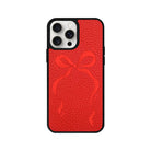 iPhone 14 Plus Red Bow Leather Vegan Deri Telefon Kılıfı - SUMTHINCS