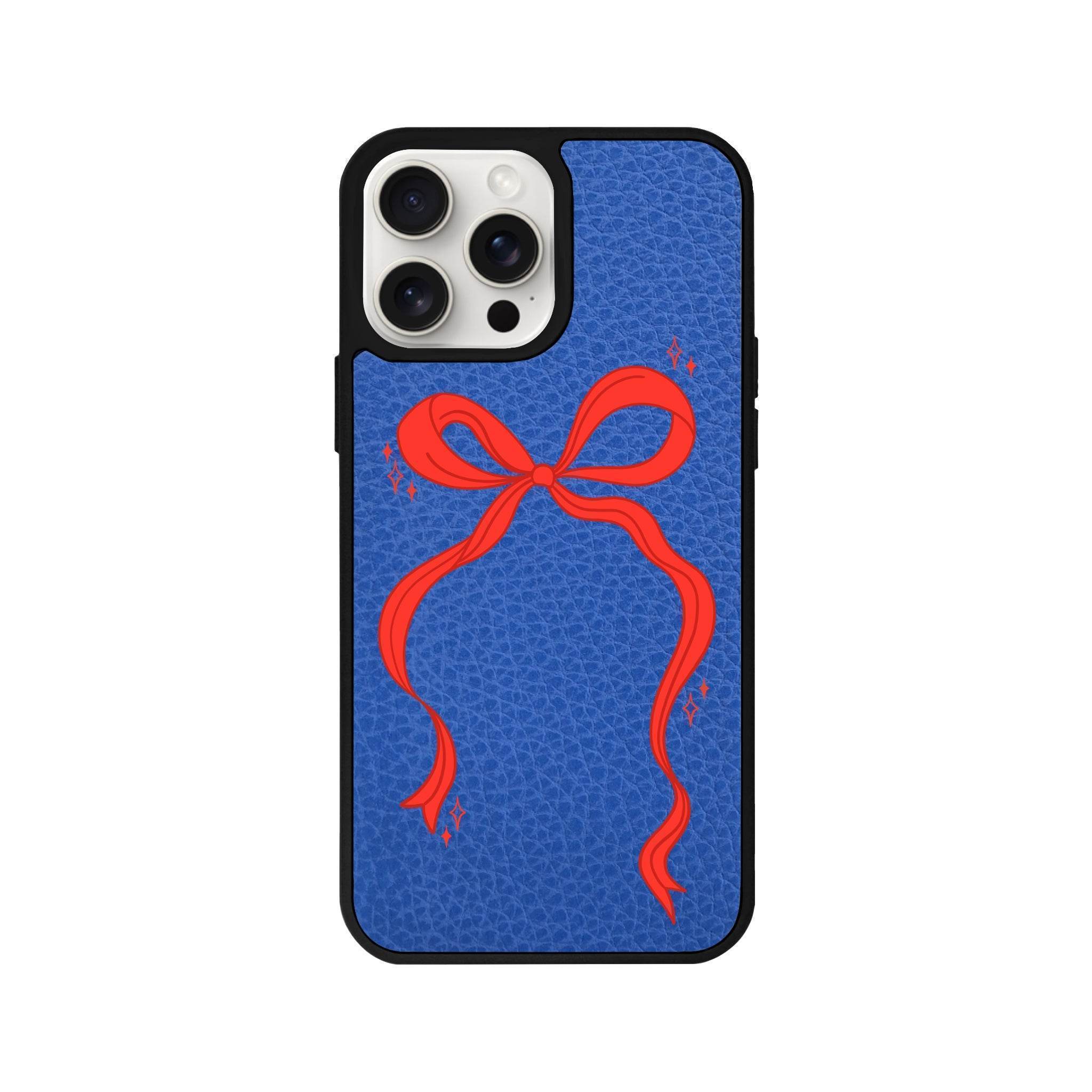 iPhone 14 Plus Red Bow Leather Vegan Deri Telefon Kılıfı - SUMTHINCS