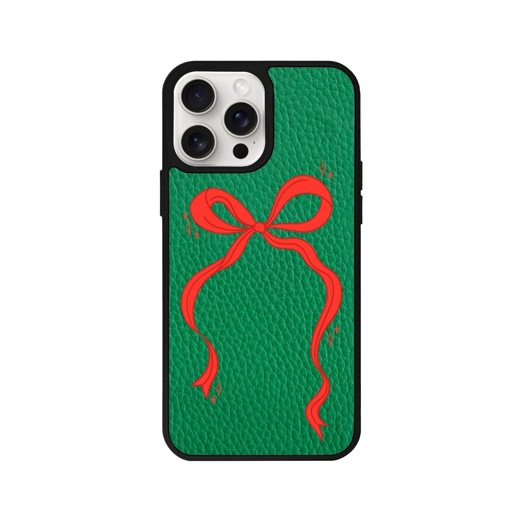 iPhone 14 Plus Red Bow Leather Vegan Deri Telefon Kılıfı - SUMTHINCS