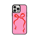 iPhone 14 Plus Red Bow Leather Vegan Deri Telefon Kılıfı - SUMTHINCS
