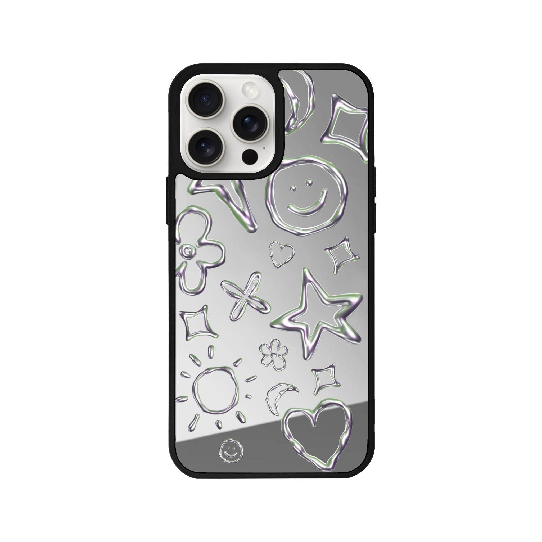 iPhone 14 Plus Silver Doodles Mirror Aynalı Telefon Kılıfı - SUMTHINCS
