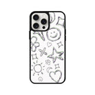 iPhone 14 Plus Silver Doodles Leather Vegan Deri Telefon Kılıfı - SUMTHINCS