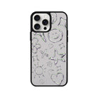 iPhone 14 Plus Silver Doodles Leather Vegan Deri Telefon Kılıfı - SUMTHINCS