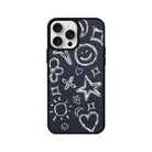 iPhone 14 Plus Silver Doodles Leather Vegan Deri Telefon Kılıfı - SUMTHINCS