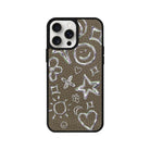 iPhone 14 Plus Silver Doodles Leather Vegan Deri Telefon Kılıfı - SUMTHINCS
