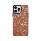 iPhone 14 Plus Silver Doodles Leather Vegan Deri Telefon Kılıfı - SUMTHINCS