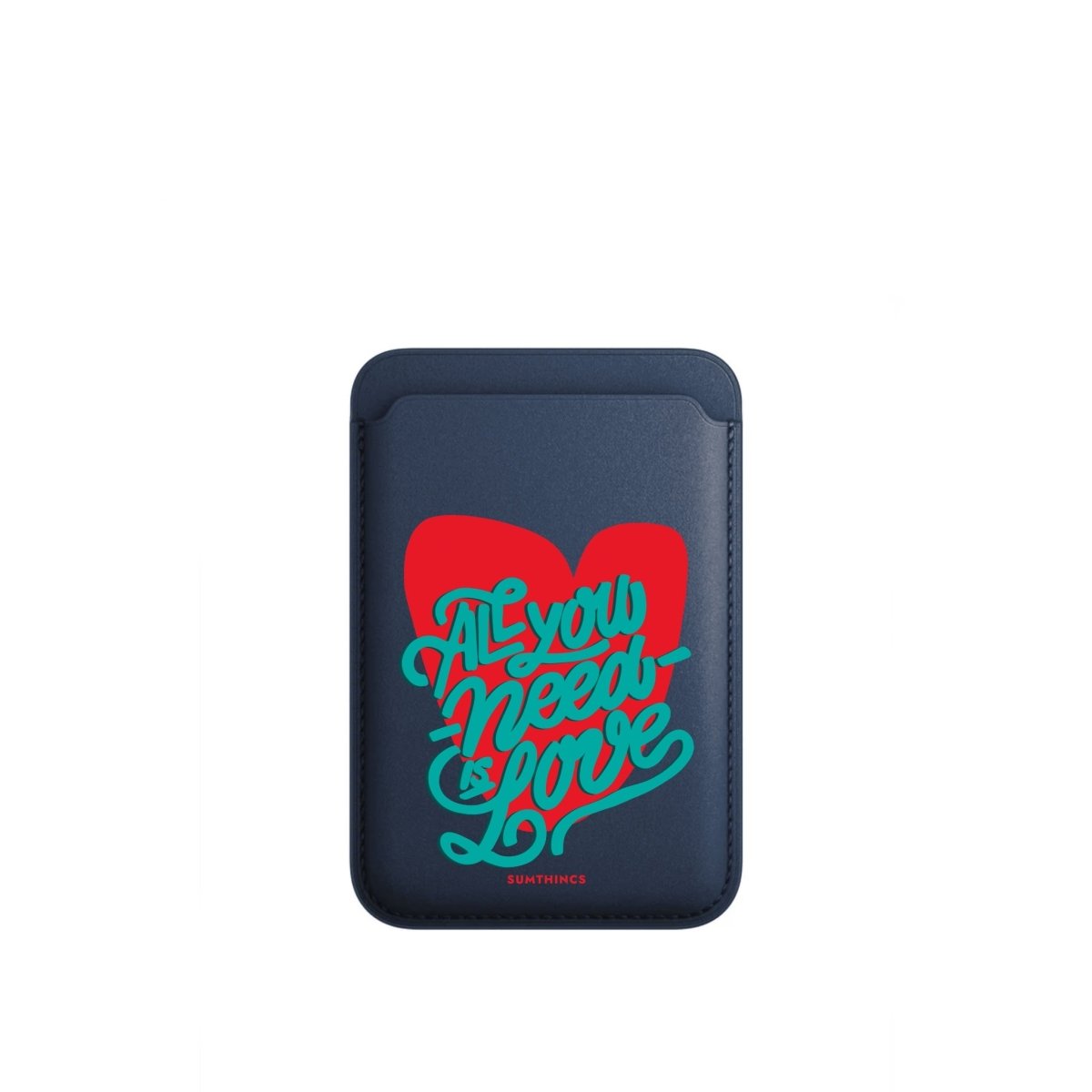 All You Need Is Love MagSafe Deri Cüzdan Wallet Pasifik Mavi - Sumthincs