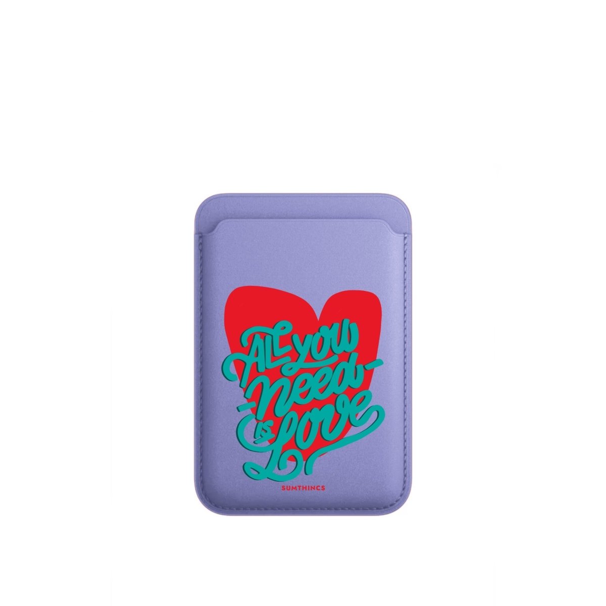 All You Need Is Love MagSafe Deri Cüzdan Wallet Lila - Sumthincs