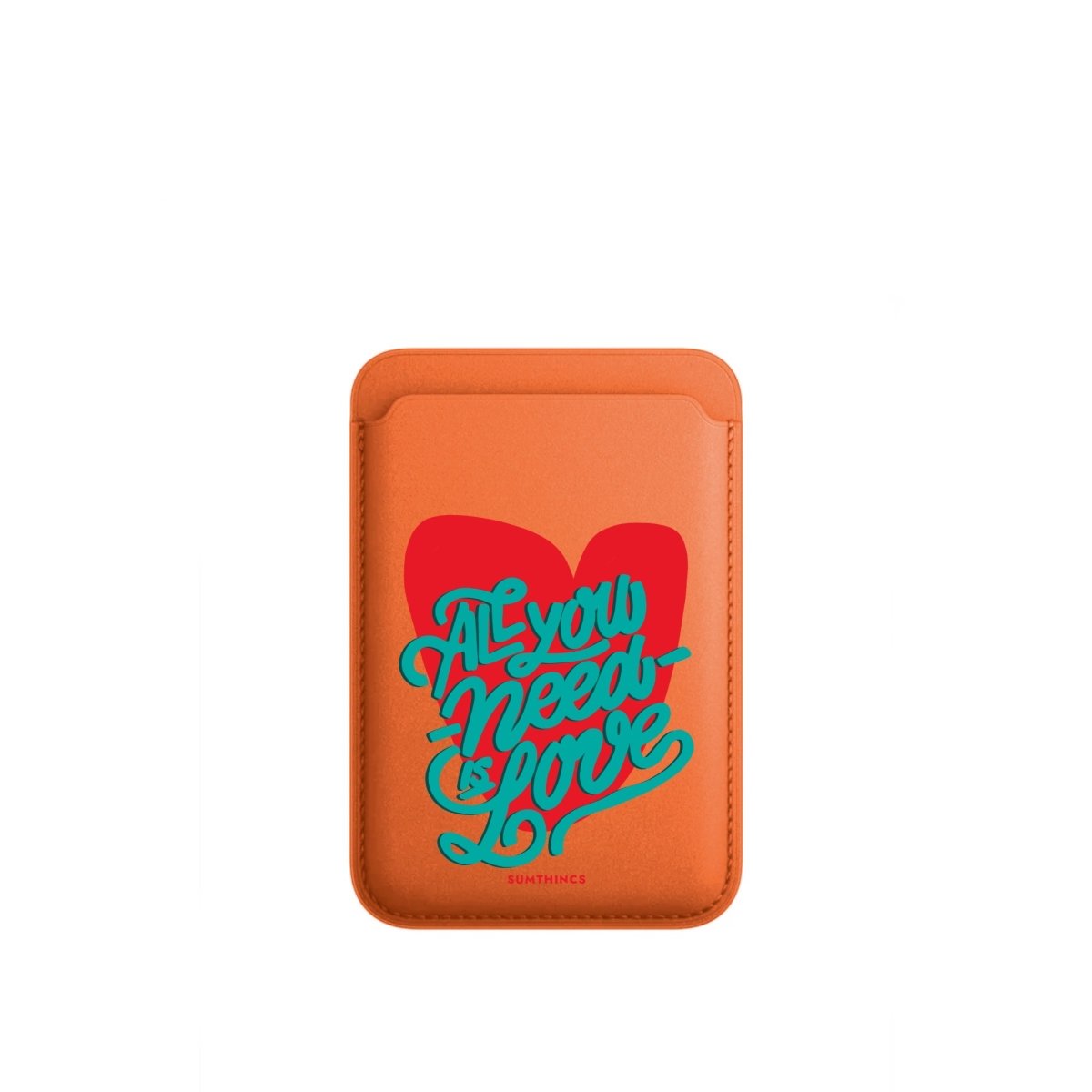 All You Need Is Love MagSafe Deri Cüzdan Wallet Turuncu - Sumthincs