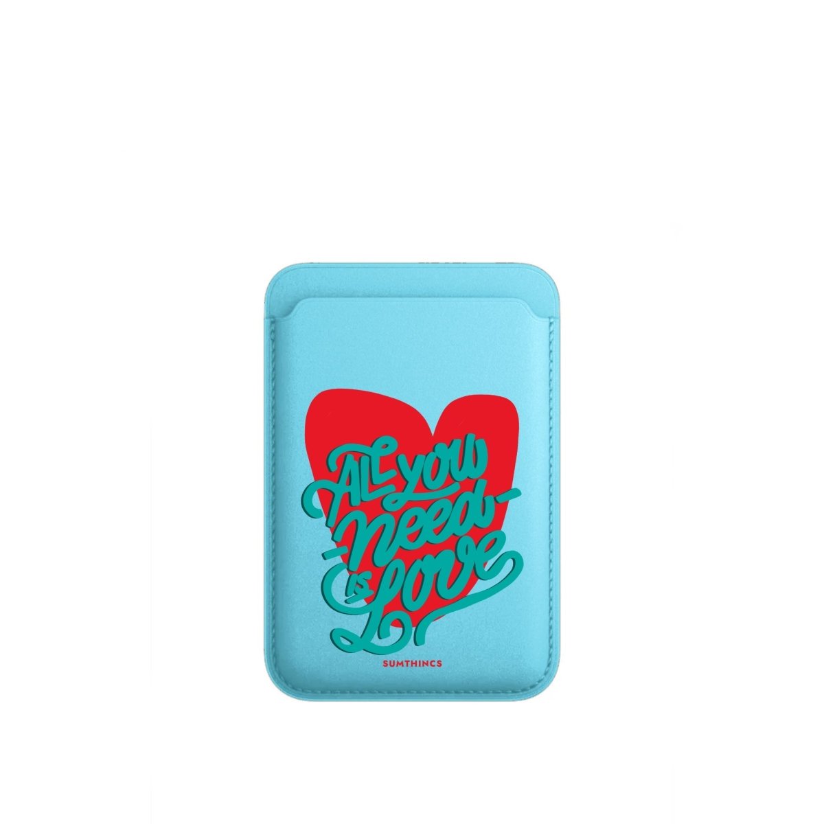 All You Need Is Love MagSafe Deri Cüzdan Wallet Mavi - Sumthincs