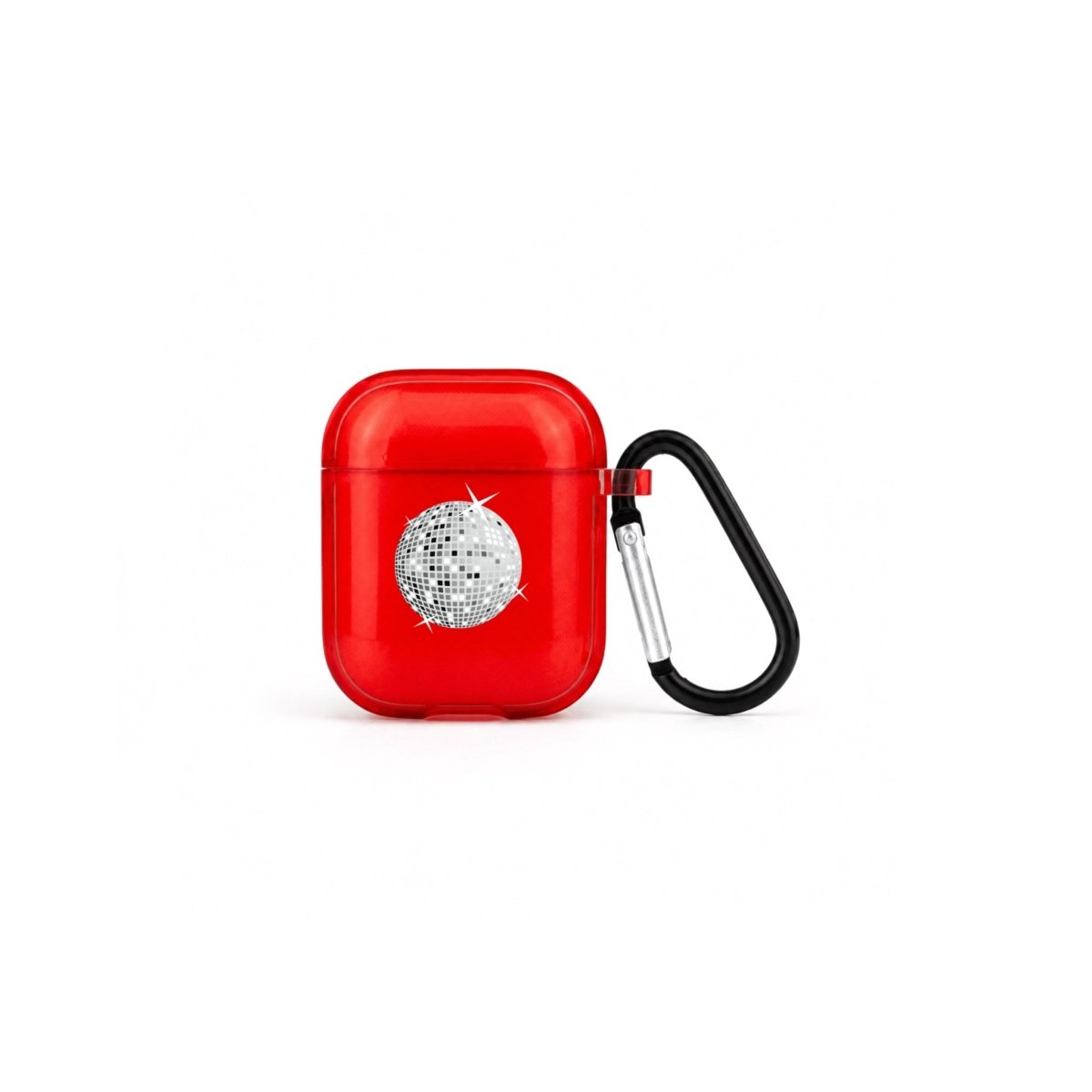 Disco Ball AirPods Şeffaf Silikon Kılıf Kırmızı - Sumthincs