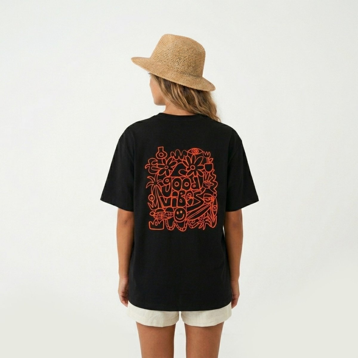 Good Vibes Oversize T-shirt Beyaz - Sumthincs