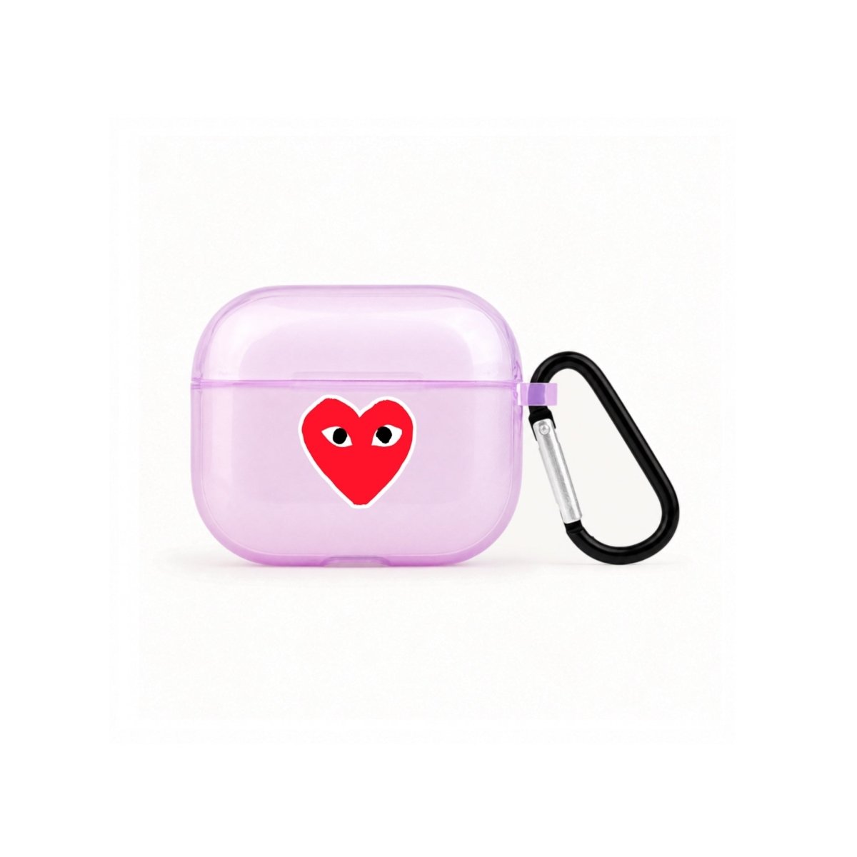 Hearts AirPods 3 Şeffaf Silikon Kılıf Lila - Sumthincs