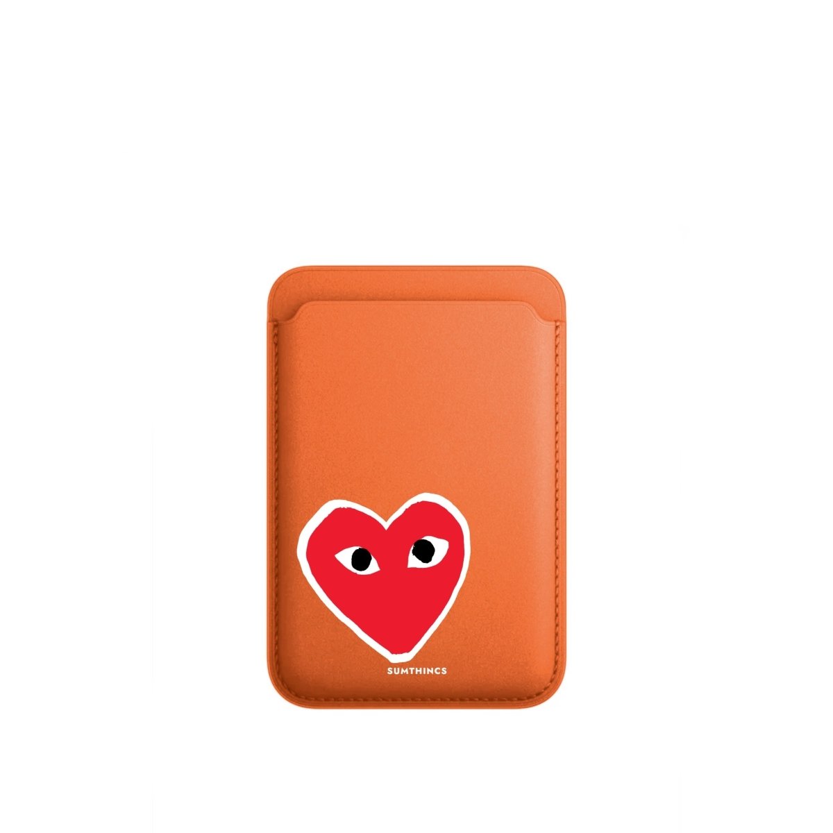Hearts MagSafe Deri Cüzdan Wallet Turuncu - Sumthincs