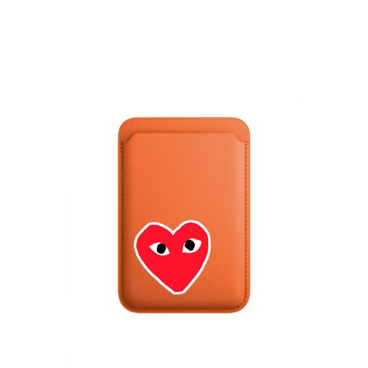 Hearts MagSafe Deri Cüzdan Wallet Turuncu - Sumthincs