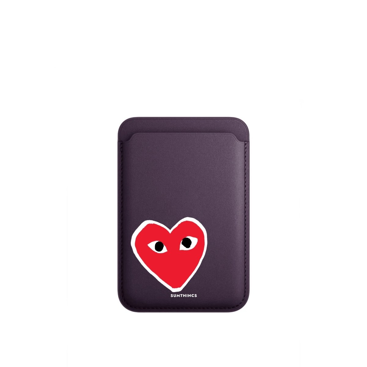 Hearts MagSafe Deri Cüzdan Wallet Mor - Sumthincs
