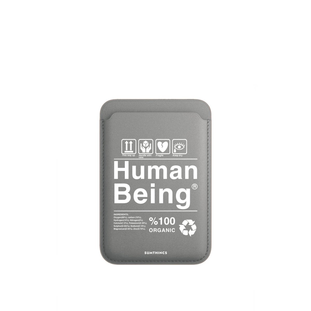 Human Being MagSafe Deri Cüzdan Wallet Gri - Sumthincs